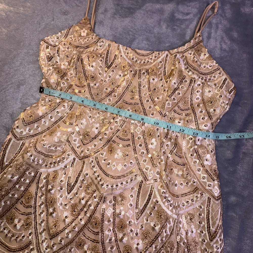 Hello Molly Nation Dress Sz 8 Gold Sequin Embroidered Party Holiday Gala Hoco - Picture 7 of 13